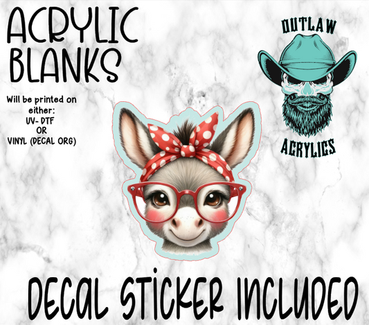 Smiley Girly Donkey Face Acrylic & Decal Set