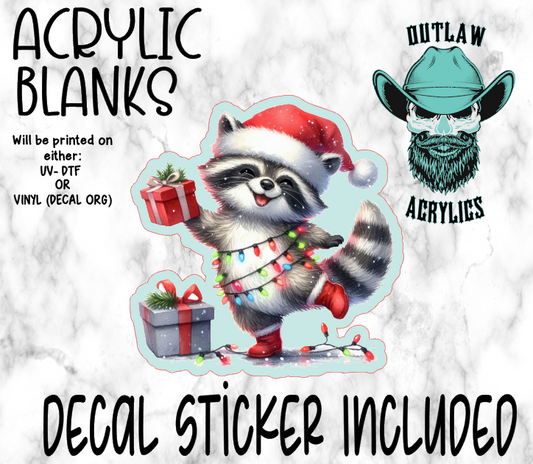 Festive Racoon Acrylic & Decal Set