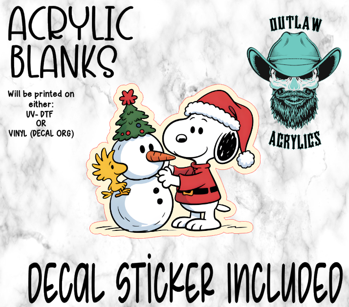 Dog Bird Snowman Acrylic & Decal Set