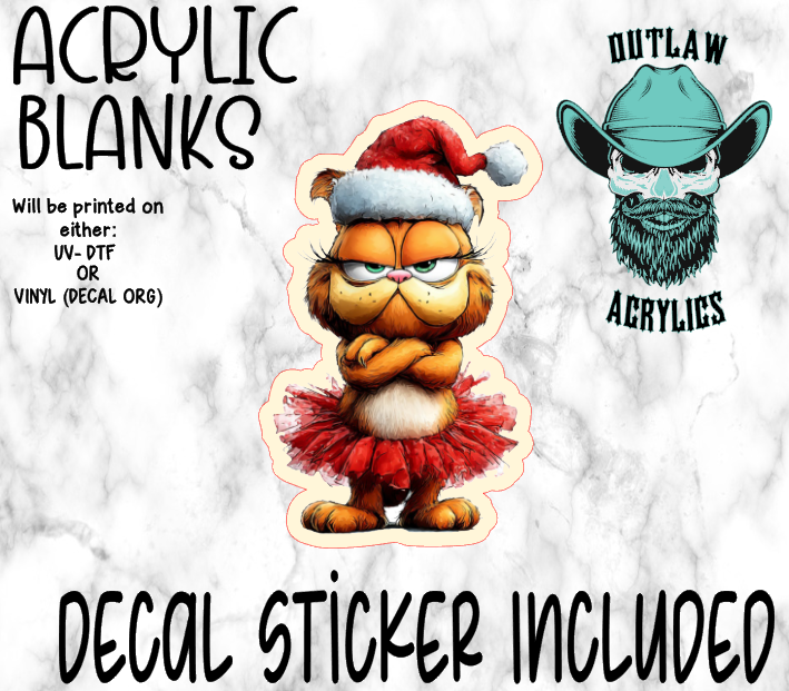 Orange Cat Festive TuTu Santa Acrylic & Decal Set