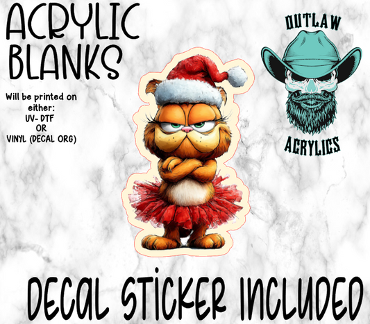 Orange Cat Festive TuTu Santa Acrylic & Decal Set