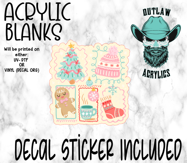 Girly Pink Style Christmas Acrylic & Decal Set