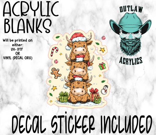 Trio Highland Festive Acrylic & Decal Set
