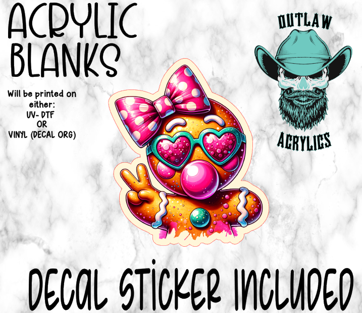 Peace Pink Gingerbread Girl Bubblegum Acrylic & Decal Set