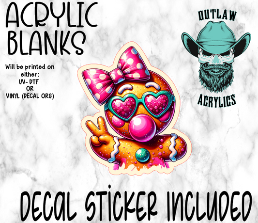 Peace Pink Gingerbread Girl Bubblegum Acrylic & Decal Set