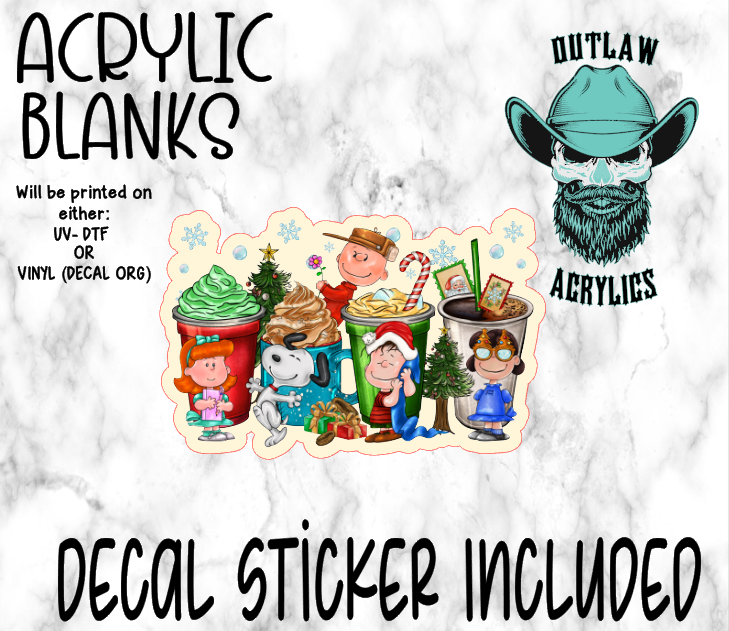 Charlie & Friends Festive Cups Acrylic & Decal Set