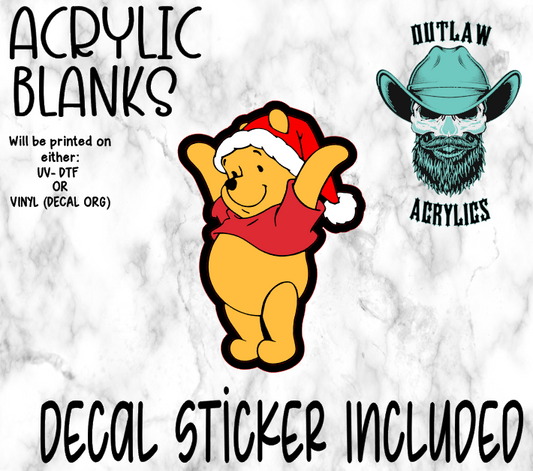 Bear Red Shirt Santa Hat Acrylic & Decal Set