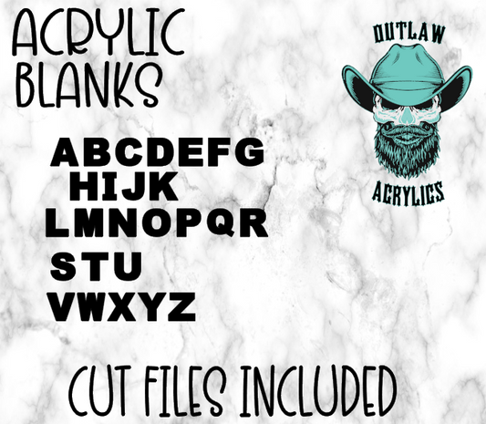 Complete Alphabet 1 inch Acrylic Blank