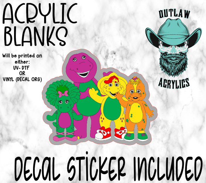 Purple Dinosaur & Friends Acrylic & Decal Set