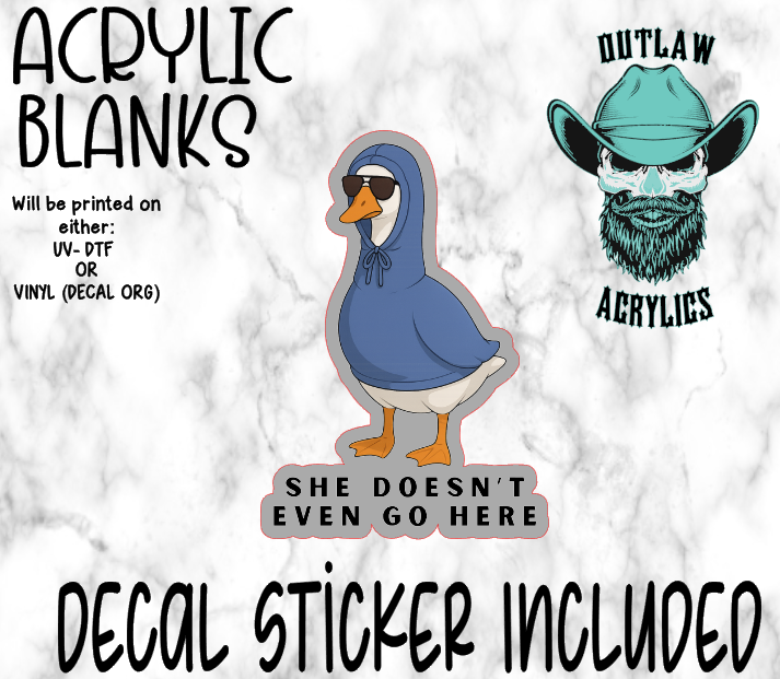 She Doesn't Go Here Duck Acrylic & Decal Set