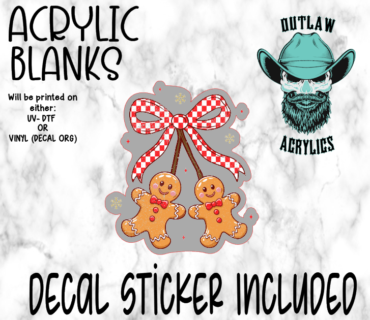 Red Checkered Gingerbread & Pal Bow Acrylic & Decal Set