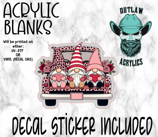 Valentine Leopard Gnome Truck Rear Acrylic & Decal Set