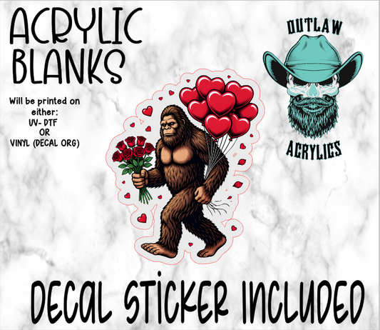 Bigfoot Valentine Acrylic & Decal Set
