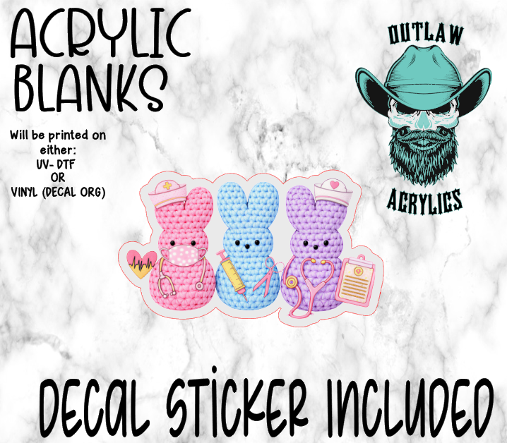 Yarn Easter Peeps Nurse Acrylic & Decal Set