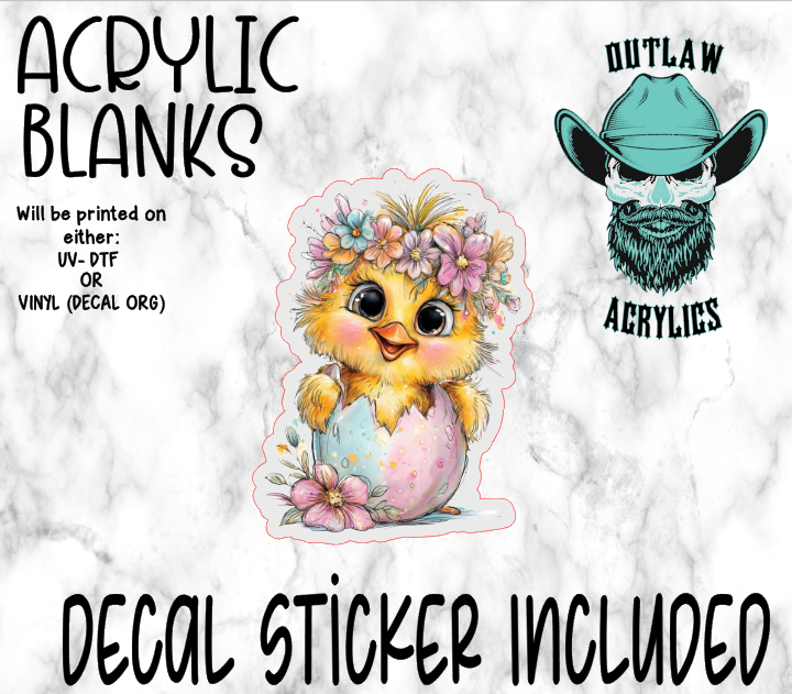Whimsical Baby Chick Floral Acrylic & Decal Set