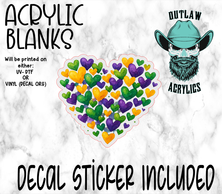 Mardi Hearts Acrylic & Decal Set