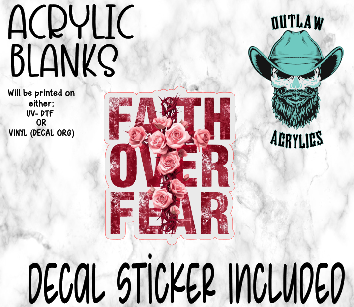Faith Over Fear Roses Cross Acrylic & Decal Set