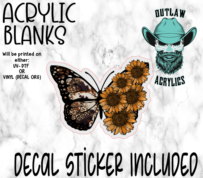 Butterfly Sunflower Vintage Acrylic & Decal Set