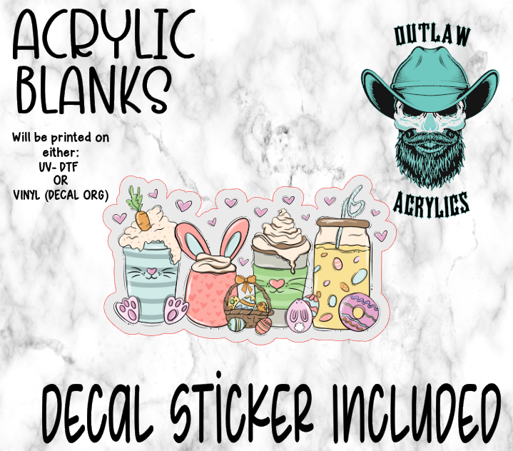 Easter Coffee Cups Acrylic & Decal Set