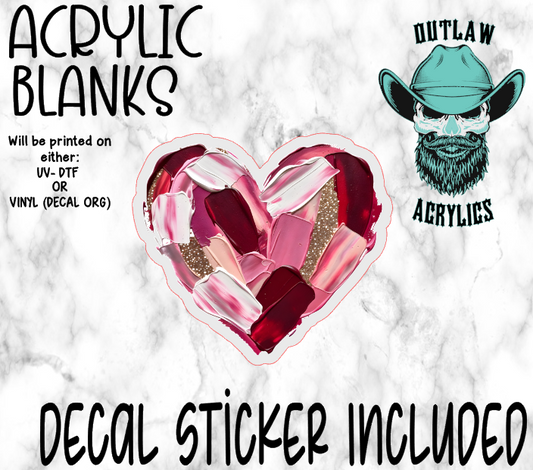 Brushed Patch Valentine Heart Acrylic & Decal Set