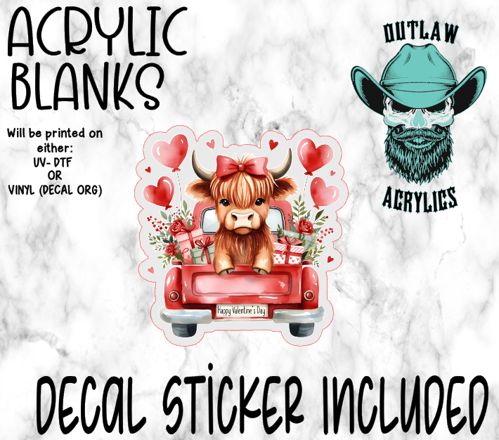 Highland Valentine Hearts Truck Rear Acrylic & Decal Set