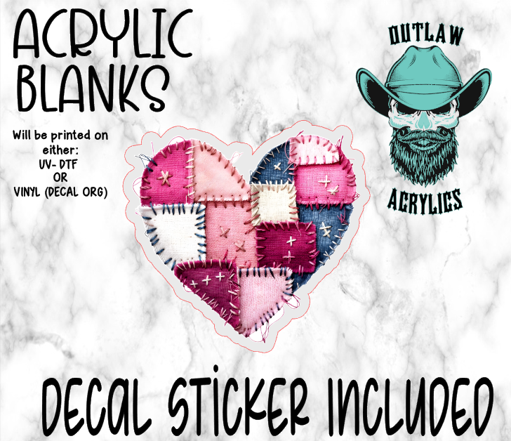 Heart Patchwork Acrylic & Decal Set