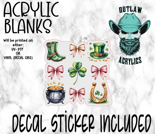 St. Patrick's Luck Coquette Acrylic & Decal Set