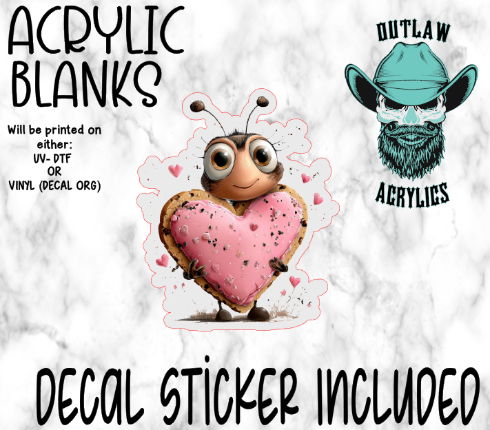 Bug Heart Cookie Acrylic & Decal Set