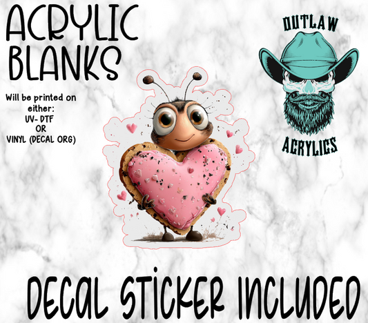 Bug Heart Cookie Acrylic & Decal Set