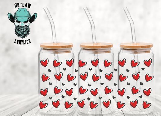 Valentine Red Hearts Glass Wrap