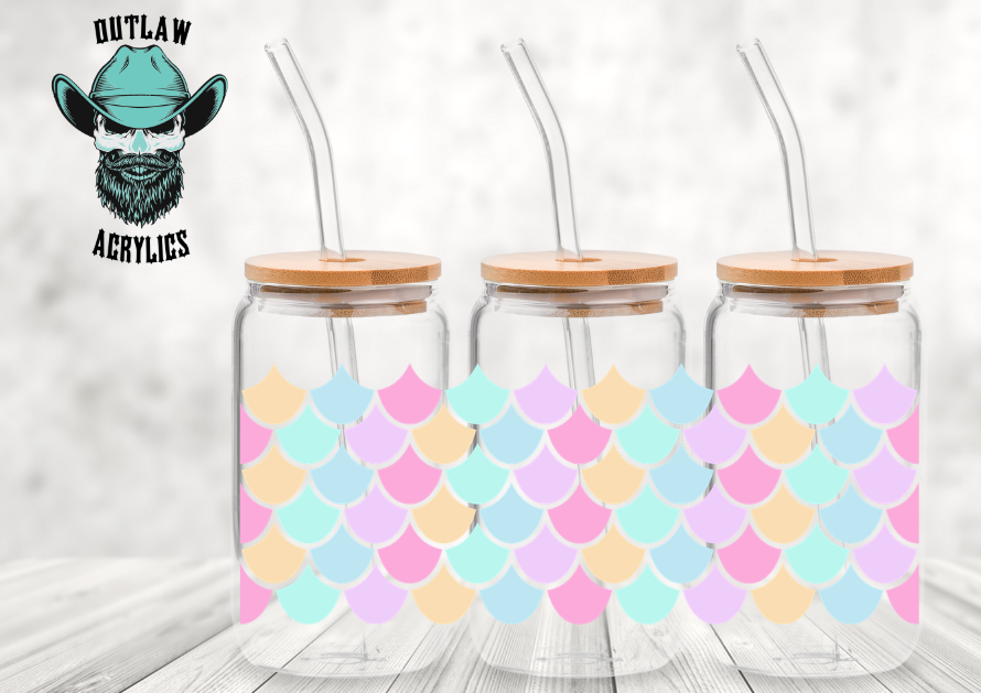 Pastel Mermaid Scales Glass Wrap