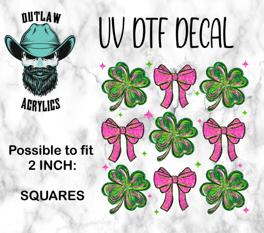 Glitter Shamrock & Bow Coquette Decal/Transfer