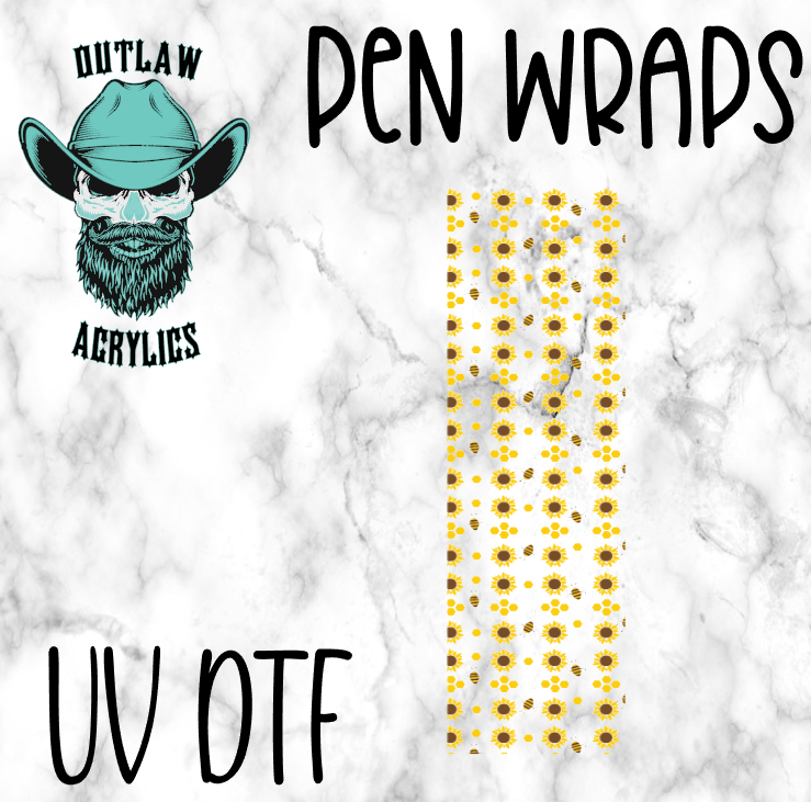 Sunflower & Bees Pen Wrap UV-DTF