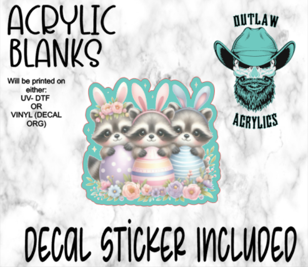 Easter Egg Racoon Bunny Acrylic & Decal Set