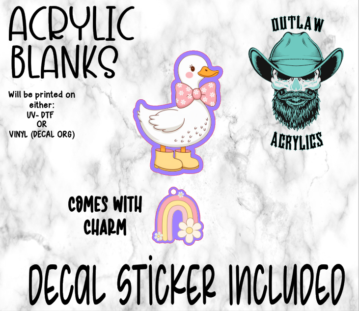 Goose Duck Boots & Rainbow Acrylic & Decal Set WITH MATCHING CHARM