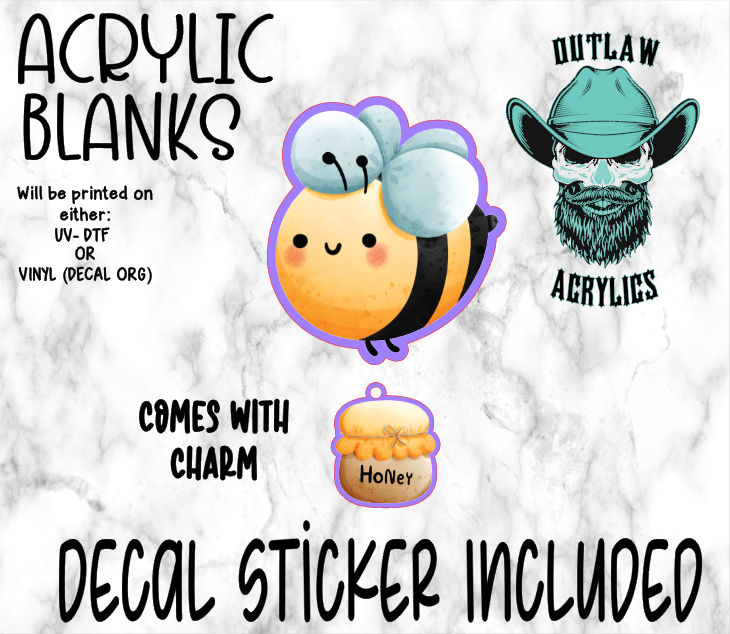 Honey Bee Acrylic & Decal Set WITH MATCHING CHARM