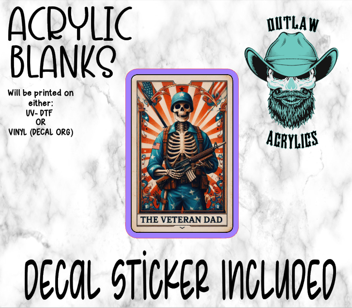 The Veteran Dad Tarot Card Acrylic & Decal Set