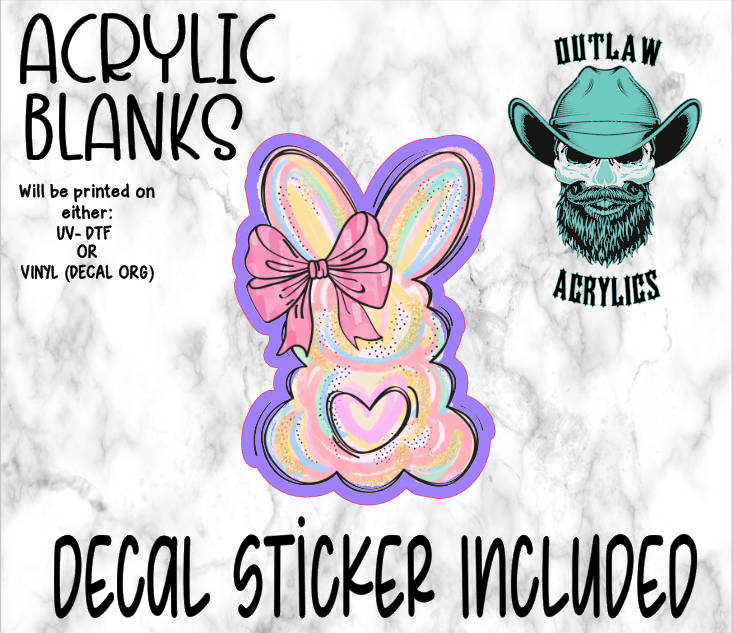 Pastel Pink Rear Bunny Acrylic & Decal Set