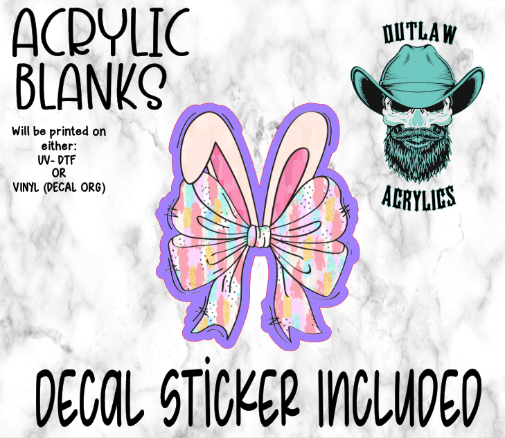 Pastel Pink Bunny Ear Bow Acrylic & Decal Set