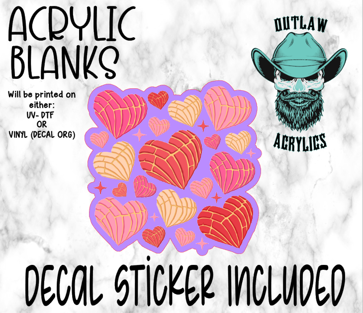 Concha Treat Heart Acrylic & Decal Set