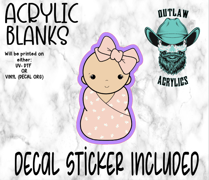 Swaddled Baby Girl Acrylic & Decal Set
