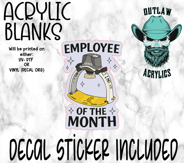 Employee Of The Month Acrylic & Decal Set