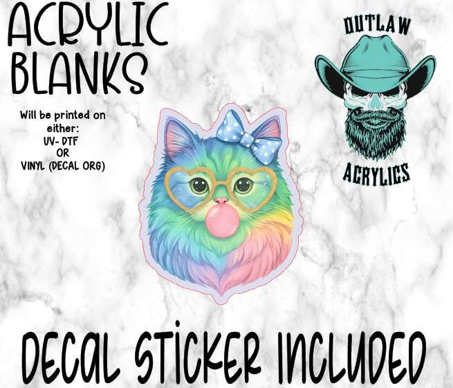 Rainbow Cat Face Acrylic & Decal Set