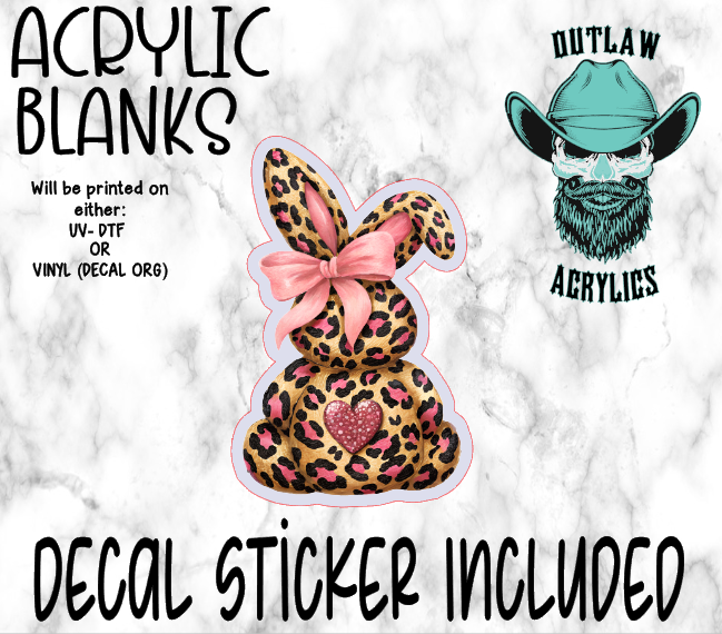 Leopard Pink Bunny Acrylic & Decal Set- Outlaw Acrylics