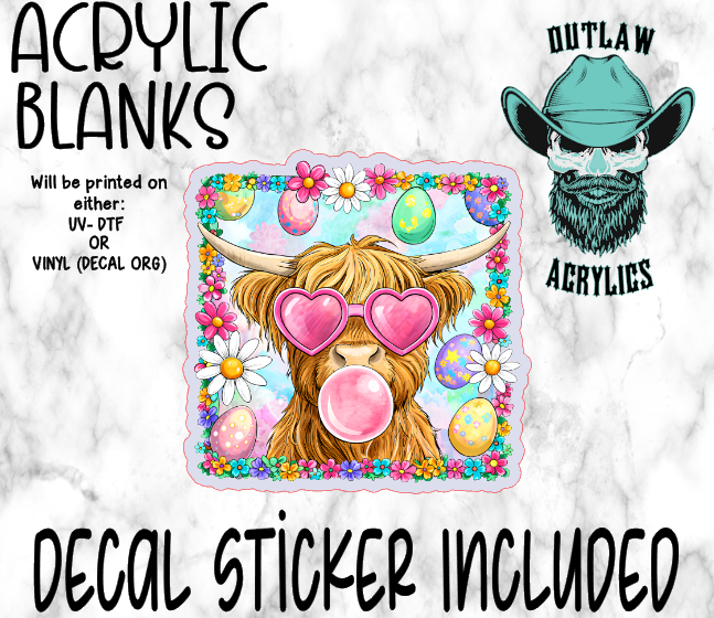Bubble Gum Highland Easter Acrylic & Decal Set