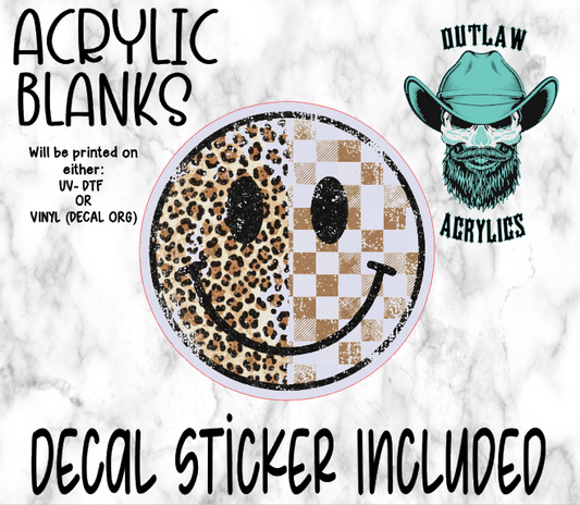 Leopard Checkered Smiley Acrylic & Decal Set