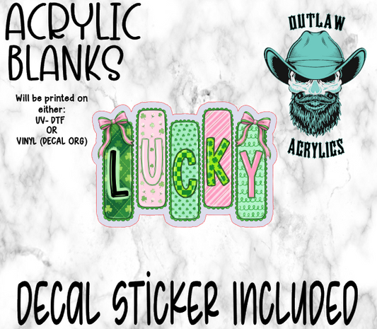 Pink Green Lucky Bows Acrylic & Decal Set