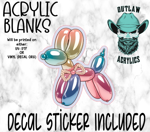 Glam B Balloon Dog Acrylic & Decal Set
