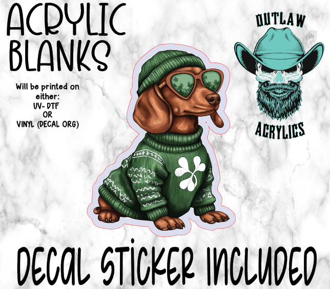 St Patrick Dachshund Acrylic & Decal Set