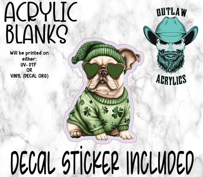 St Patrick French Bulldog Acrylic & Decal Set